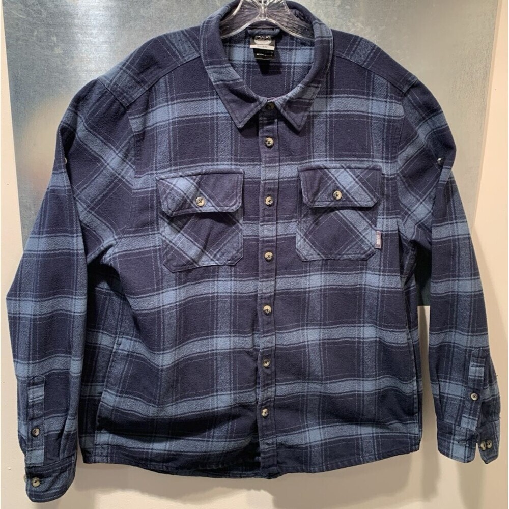 Colorado Clothing Men Xl Shacket Blue/Navy Plaid Thick Flannel w/Pockets